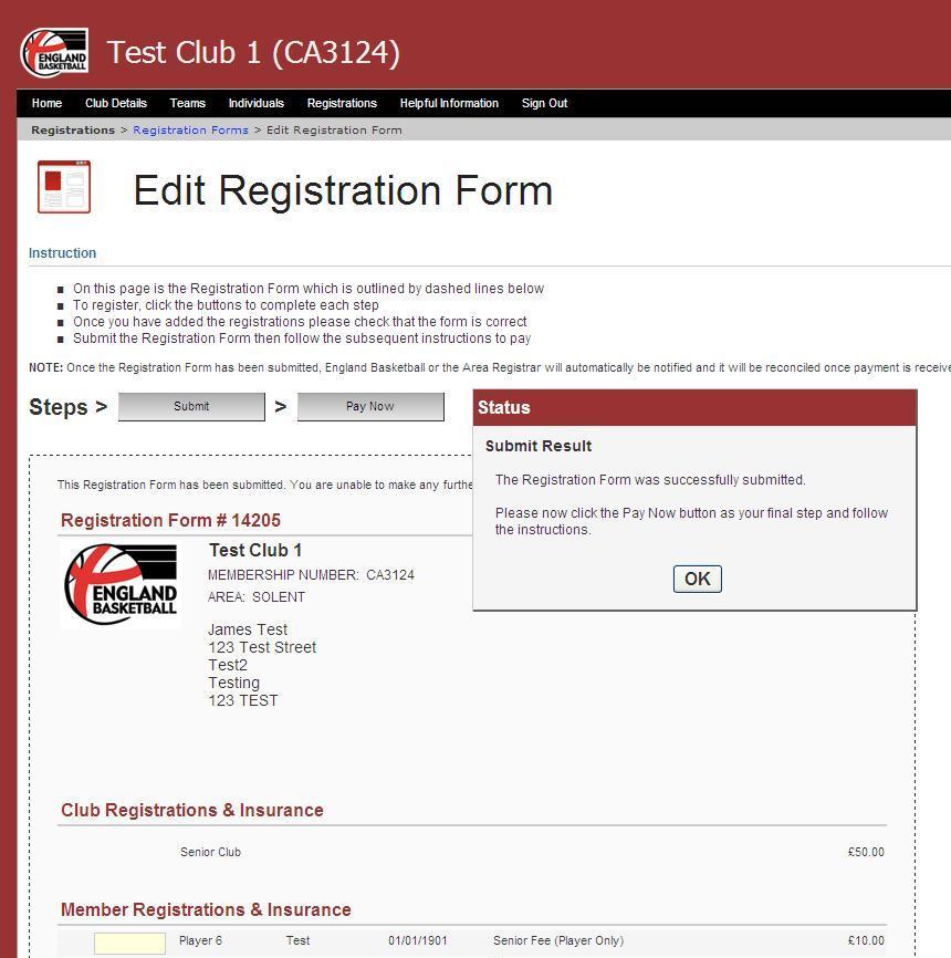 Once you have submitted your registration form your registrar will be notified of your registration.