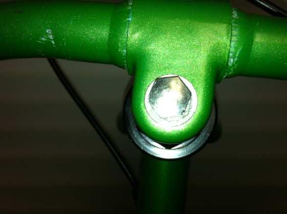 through the headset into the head tube.