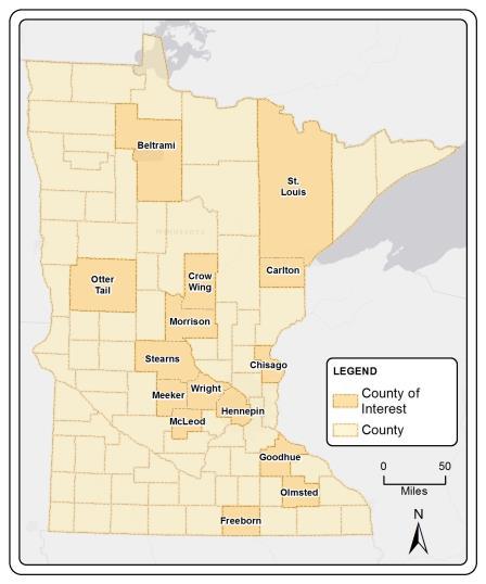 CRSP Phase 1 Counties Beltrami Carlton Chisago Crow Wing Freeborn Goodhue Hennepin McLeod Meeker Morrison Olmsted Otter Tail St.