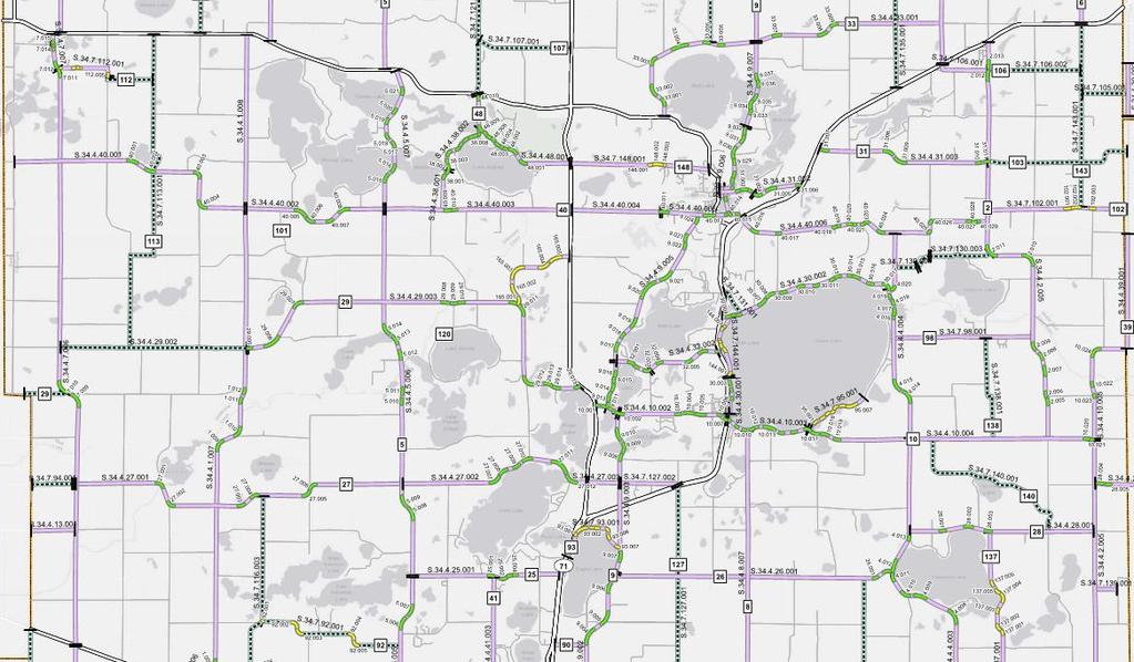 Example County Curve Map 7 Horizontal Curves Frequency of Severe Crashes County Curves Exhibiting # of Severe Crashes 0 1 2 3 Beltrami 348 5% 5 0% 1 0% 0 0% Carlton 231 3% 1 0% 0 0% 0 0% Chisago 317
