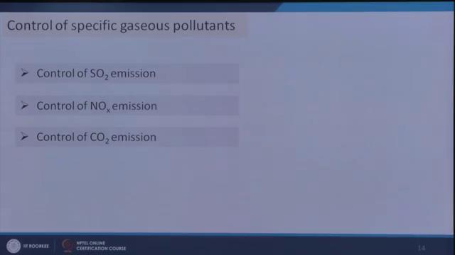 So, control of SOx emissions how the SOx are HO2 emission can be controlled or SO2 can be removed from the gas stream.