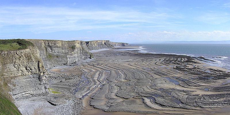 Wave-cut platforms Undercutting at the base of the cliff, together with the removal of eroded material, causes the cliff to retreat landwards, exposing a flat terrace at the foot of the cliff called