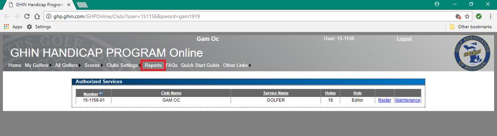 Select Sign In *If you do not know your Username and Password please contact the GAM at handicap@gam.org.