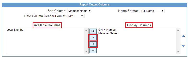The second section is Report Output Columns. This section allows you to choose what information you want to see on your report and how it will appear.