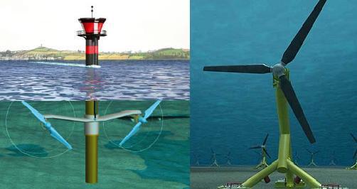 Turbines either mounted on fixed structure or on special floating vessel Other designs have been tried