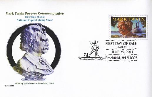 2011 Mark Twain First Day of Sale Cacheted Cover.