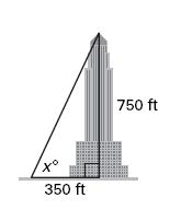 850 ft 400 ft Ex2) From the top of a tower, the angle of depression to a stake on the ground is 60. The top of the tower is 80 feet above ground.