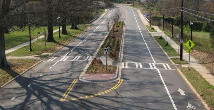 Raised Crossing Island One of FHWA s 9 proven safety countermeasures Simplifies