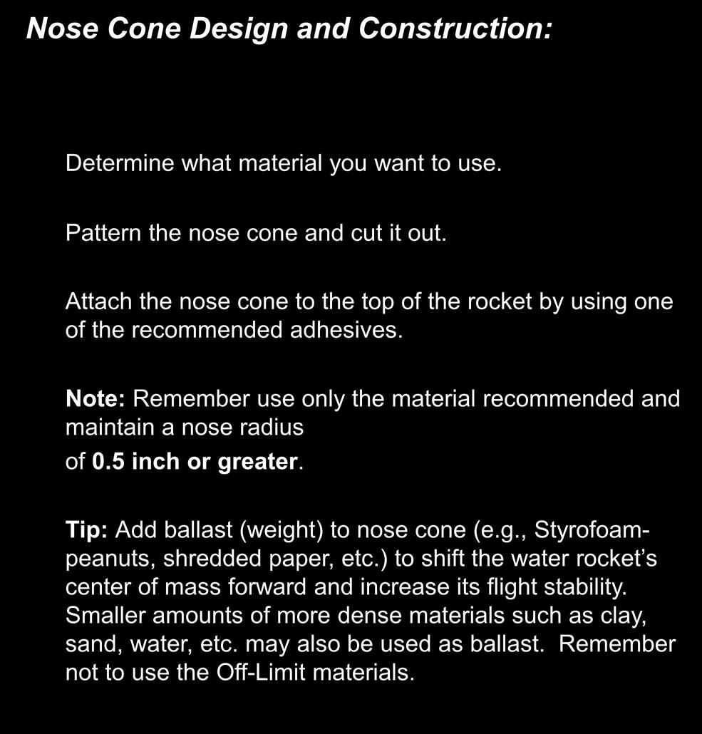 Nose Cone Design and Construction: Determine what material you want to use. Pattern the nose cone and cut it out.