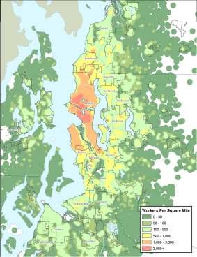Where Seattle Workers Lived: 2010 67% lived in King County 35 Area County # of Workers % of Jobs City of Seattle King 183,000 36% Eastside King 57,700 11% Southwest Snohomish County Snohomish 39,300