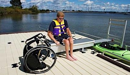 Design Elements for Paddlers with Disabilities: Transfer Step: A moveable structure approximately 8 to 12 high that may be helpful to paddlers who