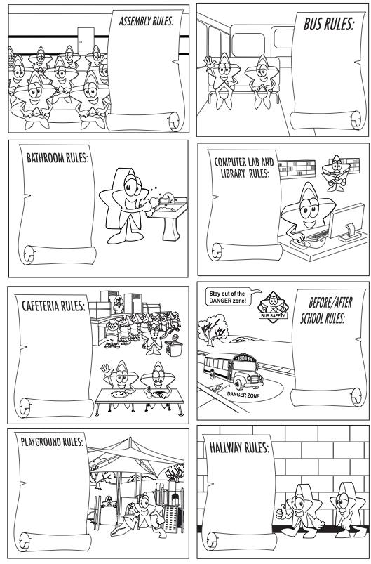 Coloring Sheets - Rules/Expectations These coloring sheets are black and white versions of your Rules Posters.
