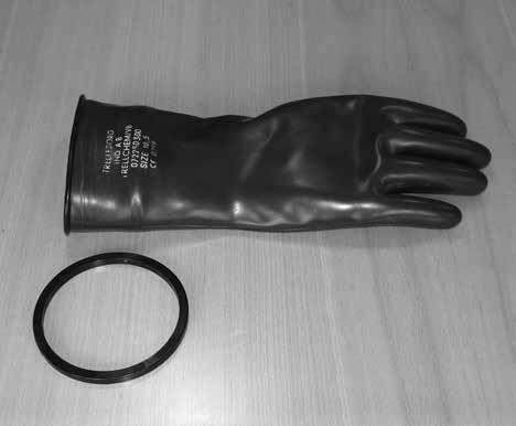 Replacement of rubber gloves Parts required (per suit) Glove ring 073