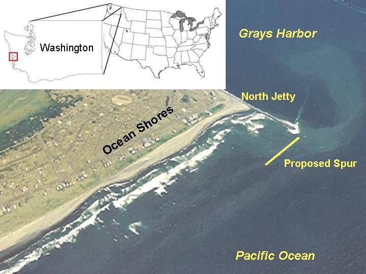 Figure 6. Study site, Grays Harbor, WA, looking SE Comparisons to Numerical and Physical Model Data.