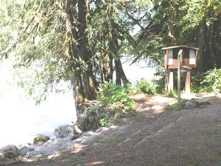 Rock staircase provides river access with a