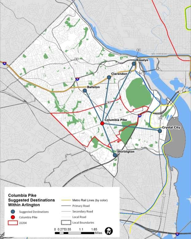 Phase I Outreach Report Figure 16 Columbia Pike Preferences for Areas