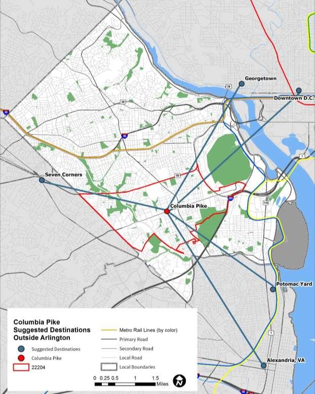 Phase I Outreach Report Figure 17 Columbia Pike Preferences for Areas
