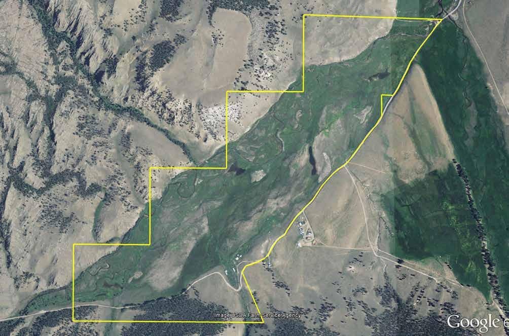 Sleeping Dog Ranch Aerial Map Public land shown in green