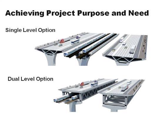 Slide 4. The project is proposing a replacement Tappan Zee Bridge with either a dual level or single level configuration.