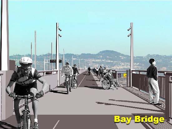 Slide 7. The Bay Bridge in San Francisco is being reconstructed with a new bike/ped on the south side.