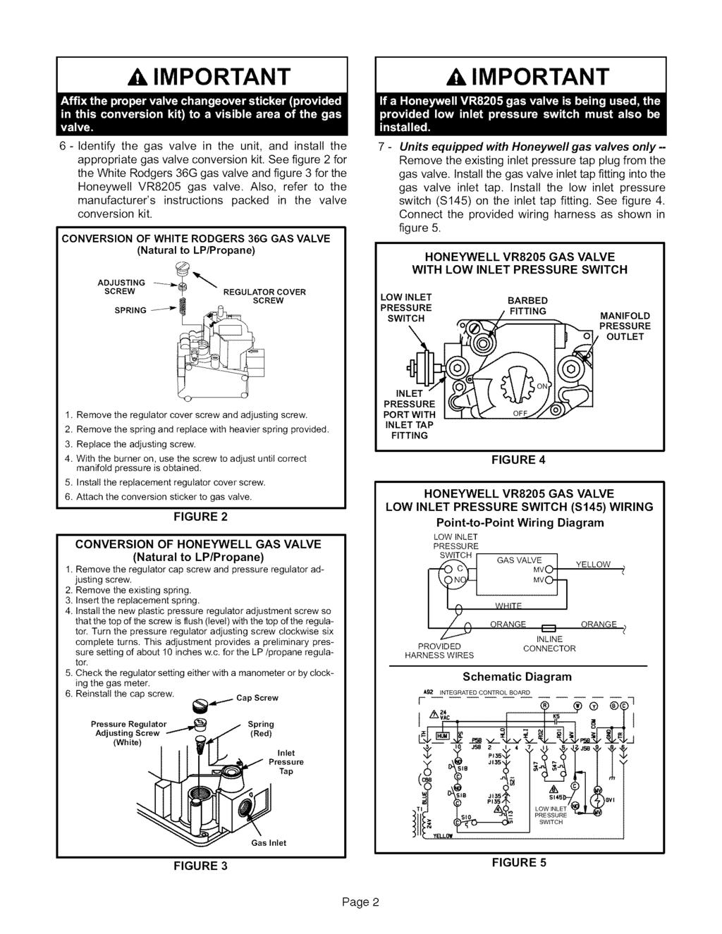 IMPORTANT A IMPORTANT 6 - Identify the gas valve in the unit, and install the appropriate gas valve conversion kit.