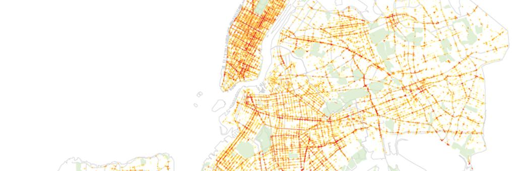 Manhattan per mile of street (.73) as other four boroughs (.