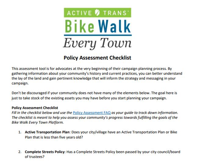 Policy Assessment Gather information about your community to inform your campaign strategy.