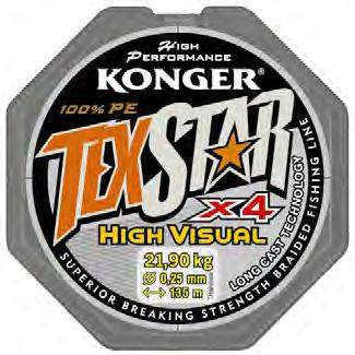 TexStar High Visual 4 A vivid orange braid perfectly visible in any lighting conditions.