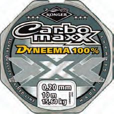 Carbomaxx Dyneema 100% Thermo-Fused 5 A modern fishing line with an exceptionally smooth surface obtained by a new high temperature Dyneema fibre bonding technology.