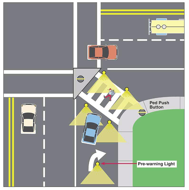 zone Lights flash during high-student traffic times before and