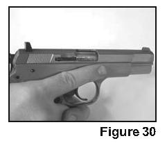 3) Keep your fingers away from the trigger. See Figure 30.