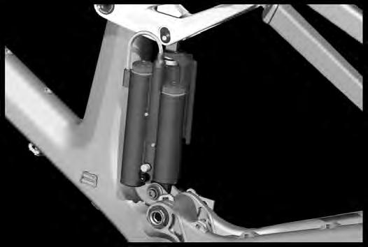 Mounting the rear shock in a different position can cause severe damages to the frame, the linkage levers and the