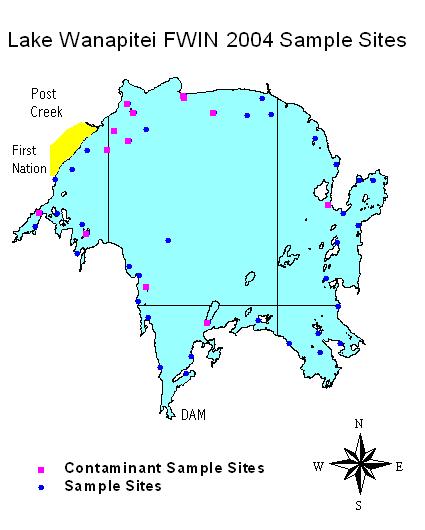4 Figure 3. Lake Wanapitei 2004 FWIN Netting Sample Sites and Contaminant Sample Sites R e s u l t s Netting commenced on September 21/04 and concluded on October 06/04.