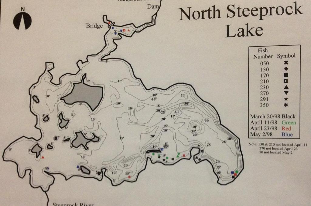 North Steeprock Lake Historical Studies: SVSFE & WSD 1997-1998 Walleye Telemetry The intent of the Walleye Telemetry study conducted in 1997-98 was to identify spawning areas used by walleye.