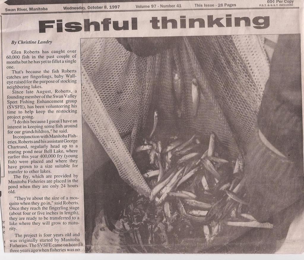 North Steeprock Lake Historical Studies: SVSFE & WSD Walleye Rearing Project North Lake The walleye rearing project was started with the intention of stocking large numbers of fingerlings in