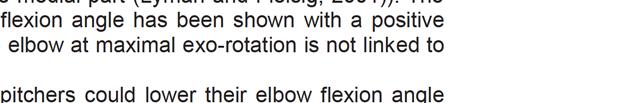 53 and the flexion angle of the elbow at maximal exo-rotation is not linked to ball  It