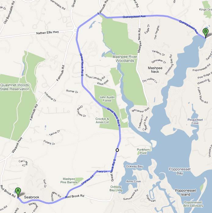 Figure 3 - Mashpee portion of Route 28B Barnstable In Barnstable, Route 28B is fourteen miles long beginning at the Mashpee town line (Quinaquisset Avenue)/School Street to Willow Avenue at the