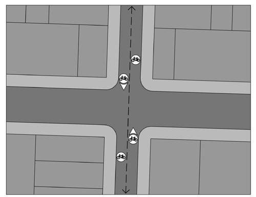Roadway Crossing Guidelines for Bicycle Facilities Roadway Crossing Treatments Figure 34. Bicycle dots on non-arterial streets.