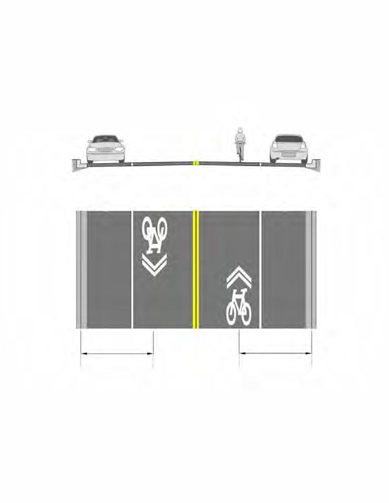Can be used on roadway segments in lieu of bicycle lanes where bicyclists may be operating at higher than normal (12-14 mph) speeds due to downhill grades adjacent to parked vehicles.