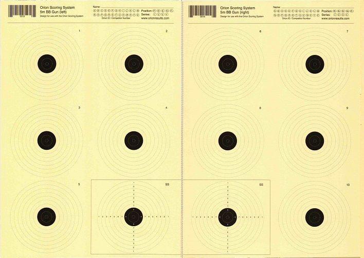 Orion BB Gun Competition High quality target paper Perforated down the center; sized to fit commodity scanners.