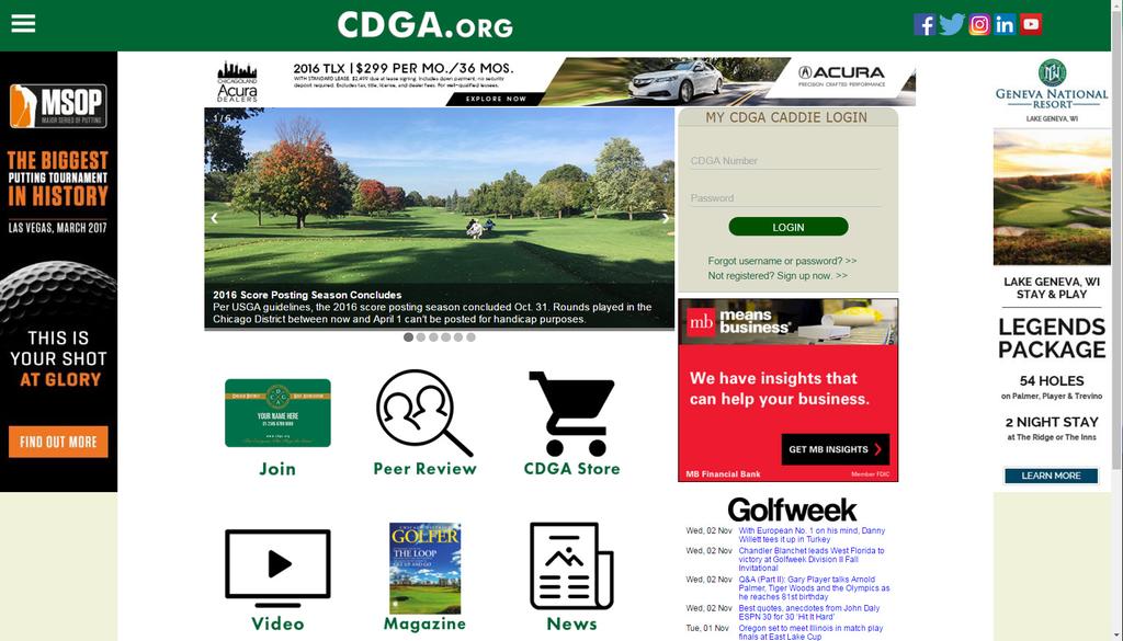 information about CDGA activities and services Personalized My CDGA Caddie section for each member, where they can