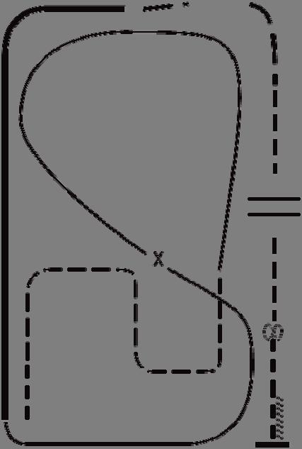 RANCH RIDING PATTERN 3: 1. Walk to the left around corner of the arena 2. Trot 3. Extend alongside of the arena and around the corner to center 4. Stop, side pass right 5.