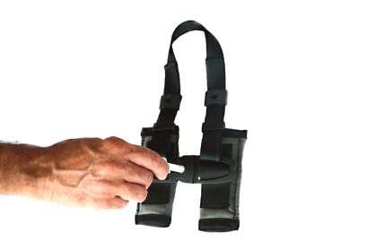 key hole in the center of the chest clip part and turn it clockwise until you hear a click