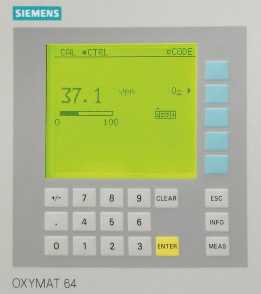 Extractive continuous process gas analysis Siemens AG 208 General information LED backlit graphic display and membrane keyboard with noticeable click Status line to display the analyzer status