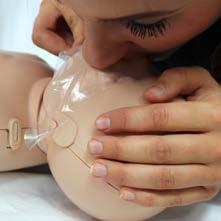 If unable to cover both mouth and nose entirely with your mouth, use the following method for rescue breathing: a. Open the airway using the head-tilt/ chin-lift maneuver. b. Pinch the infant s nose closed.