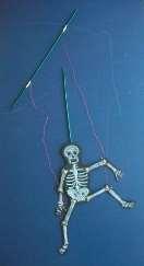 15. Now you can use the sticks to control the movements of the skeleton. Lift it to raise the arms and legs together.