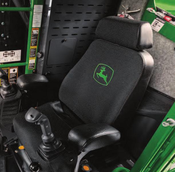 Low-effort control Sealed-switch module Expansive visibility Fully adjustable armrests, including mounted keypads, provide fingertip control of all machine functions.