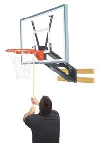 Removable hand crank adjusts goal height from official 10' to as low as 7½' for play by kids of all ages.