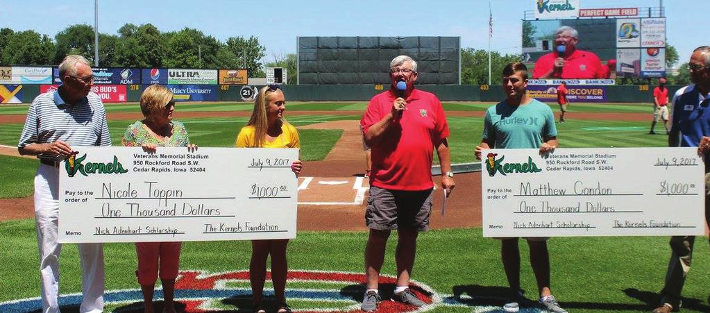 They were recognized in an on-field ceremony before Kernels game on Sunday, July 9th.