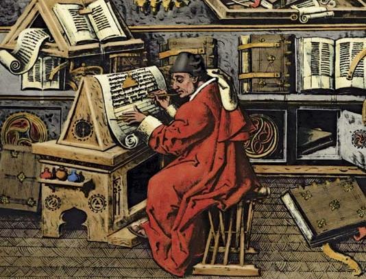 Prior to the invention of the Printing Press in 1450s, bookmaking entailed copying all the words and illustrations by hand.